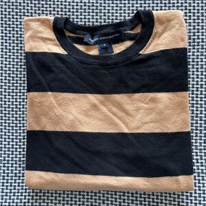 French Connection Men's Crewneck Sweater - Black and Tan Stripes